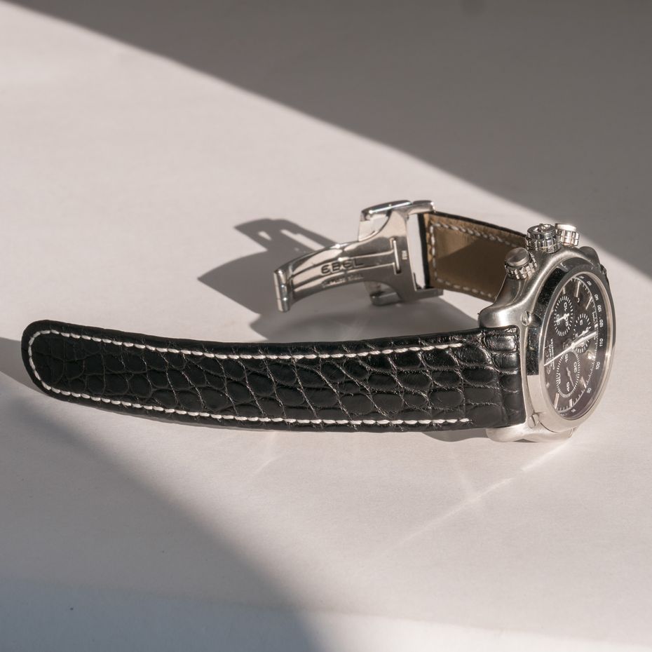 Ремешок для часов Ebel 1911 Chronograph чёрный из аллигатора