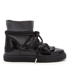 Высокие комбинированные кеды INUIKII 75202-007 Sneaker Gloss Black на меху