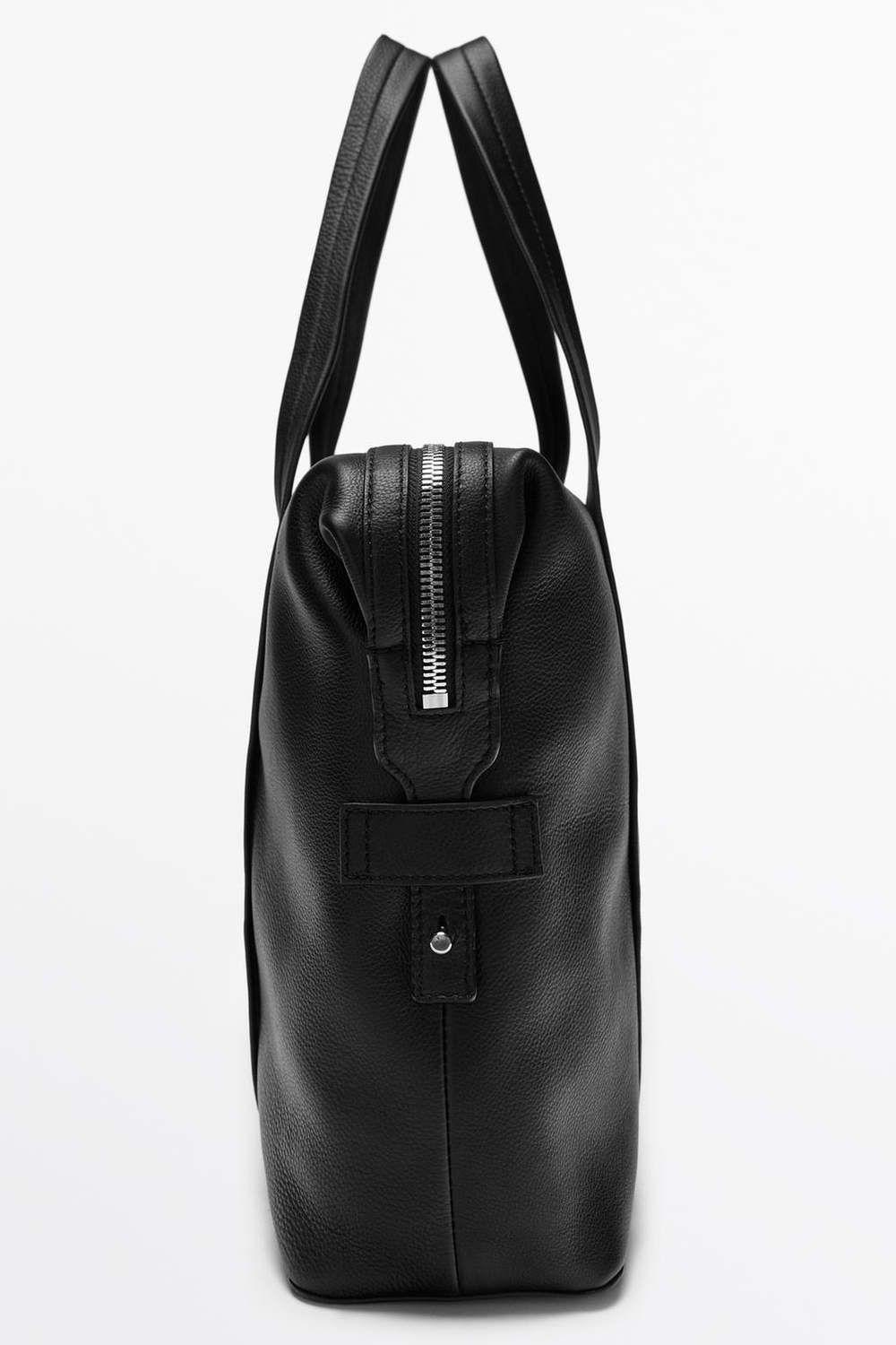 Massimo Dutti Дорожная сумка из кожи наппа, черный