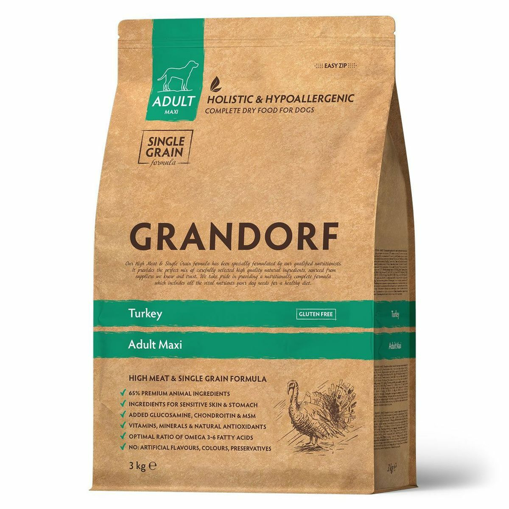 Сухой корм Grandorf Adult Maxi для взрослых собак крупных пород индейка 3 кг