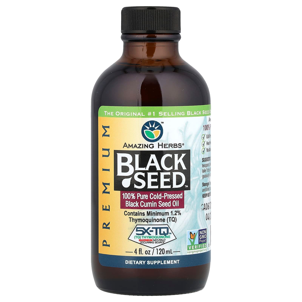 Amazing Herbs, Premium Black Seed™, на 100% чистое масло семян чёрного тмина холодного отжима, 120 мл (4 жидк. унции)