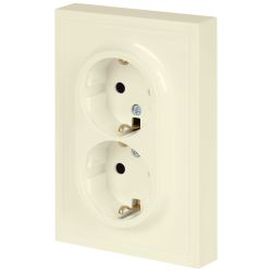 Розетка ЭРА Galaxy 15-2104-02 с заземлением двойная 2X2P+E Schuko 16А-250В IP20 слоновая кость | Эра Galaxy