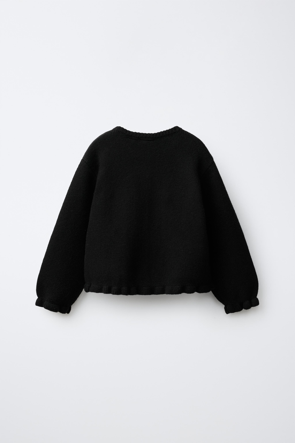 ZARA КАРДИГАН С ОБОРКАМИ, ЧЕРНЫЙ