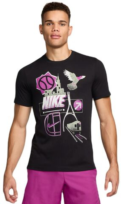 Мужская теннисная футболка Nike Court Dri-Fit US Open Tennis - черный