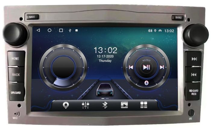 Магнитола для Opel Astra H, Antara, Corsa, Vectra, Zafira B (вниз, серая) - Kuberg MKD-7132G-S10 (кнопки и крутилки) Android 12, Быстрая, CarPlay, SIM-слот