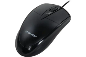 Мышь проводная SONNEN B61, USB, 1600 dpi, 2 кнопки + колесо-кнопка, оптическая, черная 513513