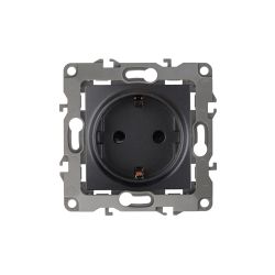 Розетка ЭРА Серия 12 12-2001-05 с заземлением 2P+E Schuko 16A-250В IP20 без м.лапок антрацит | Эра 12
