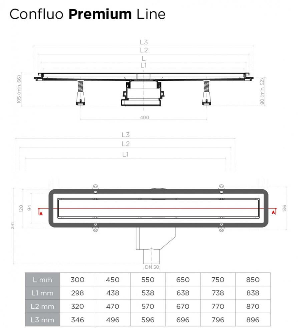 Душевой лоток Pestan Confluo Premium Line 950