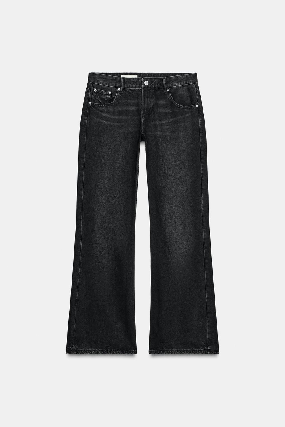 ZARA ДЖИНСЫ TRF WIDE-LEG FLARE С НИЗКОЙ ПОСАДКОЙ И РАЗРЕЗАМИ, ЧЕРНЫЙ