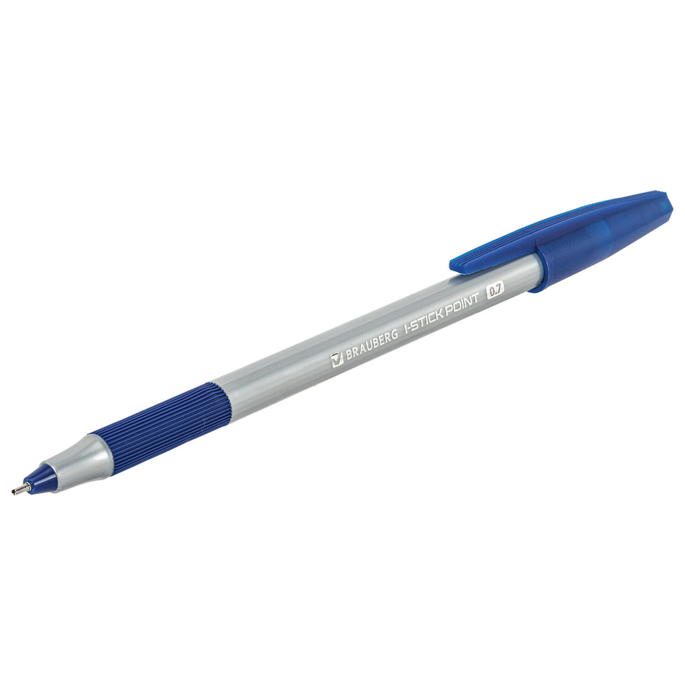 Ручки шариковые с грипом BRAUBERG "i-STICK POINT", НАБОР 6+2 ШТ., СИНИЕ, линия письма 0,35 мм, блистер, 144026