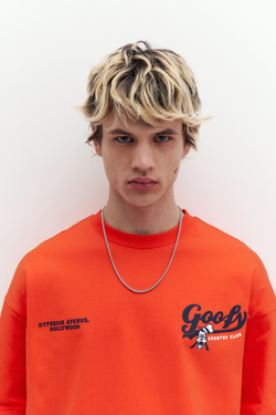PULL&BEAR Футболка с принтом «Goofy», оранжевый