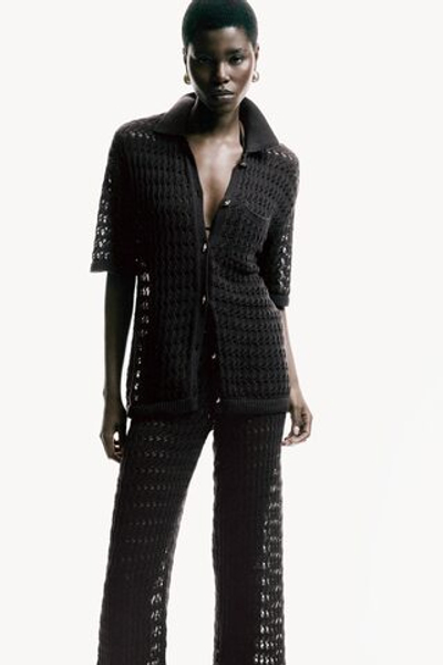 Хлопковые брюки в стиле вязания крючком - H&M