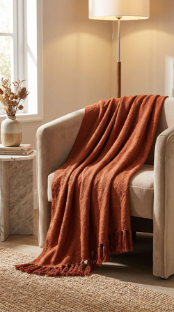 Velora Home Плед Однотонный-1 Кирпичный цвет 200х230 100% Хлопок