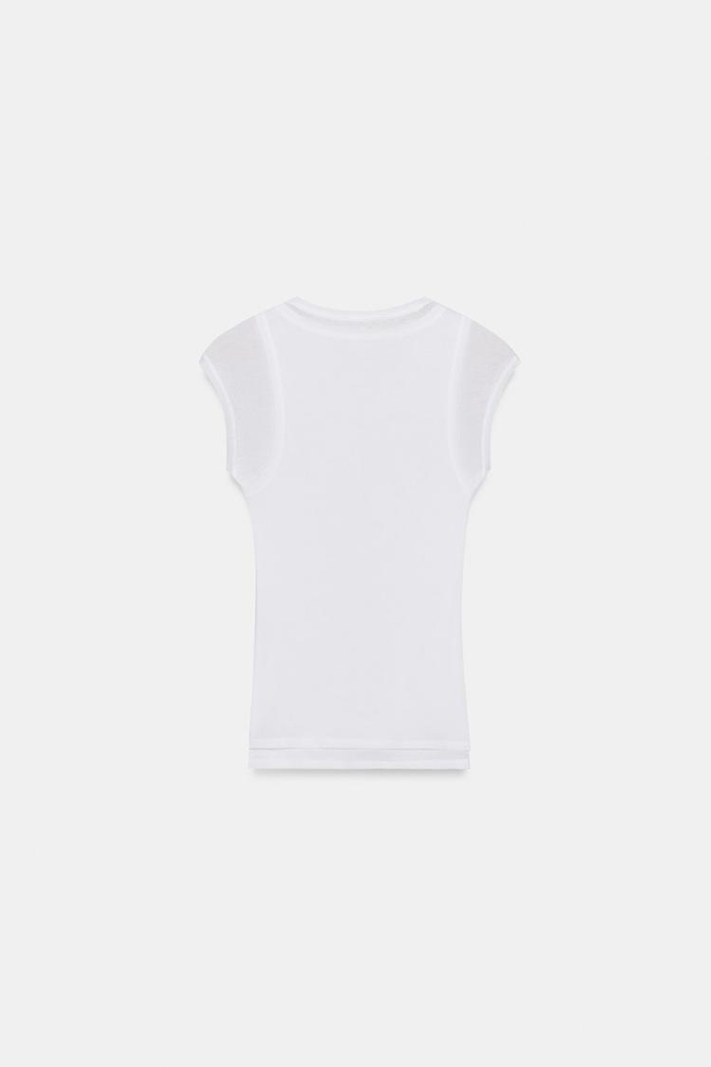 ZARA ДВУХСЛОЙНАЯ ФУТБОЛКА SUPIMA®, БЕЛЫЙ