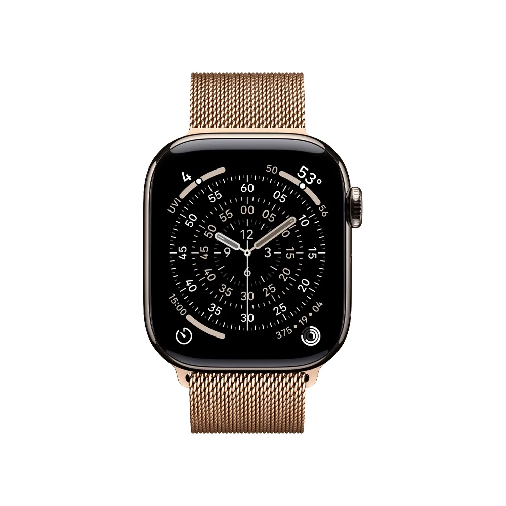 Умные часы Apple Watch Series 11 GPS + Cellular, 42mm, Natural Titanium Case with Gold Milanese Loop