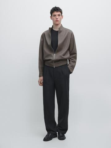 Massimo Dutti Брюки свободного кроя из смесовой шерсти с защипами, темно-синий