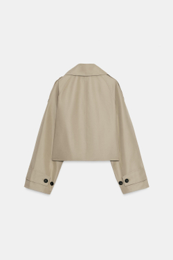 ZARA КОРОТКАЯ ДВУБОРТНАЯ КУРТКА-ТРЕНЧ, РЫЖЕВАТО-КОРИЧНЕВЫЙ