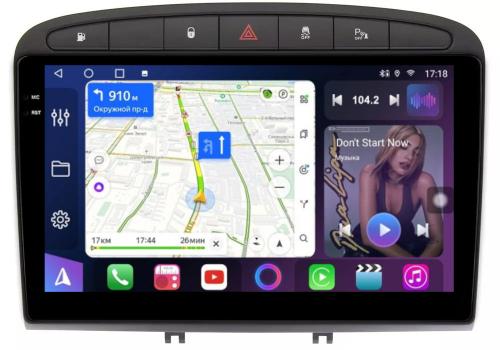 Магнитола для Peugeot 308 2007-2014, 408 2012-2022 - FarCar S400-TS18 монитор 9.5" QLED на Android 14, CarPlay, 4G SIM-слот