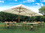 Зонт профессиональный двухкупольный 3.5х7 м Scolaro Wood Double, имитация ироко, слоновая кость