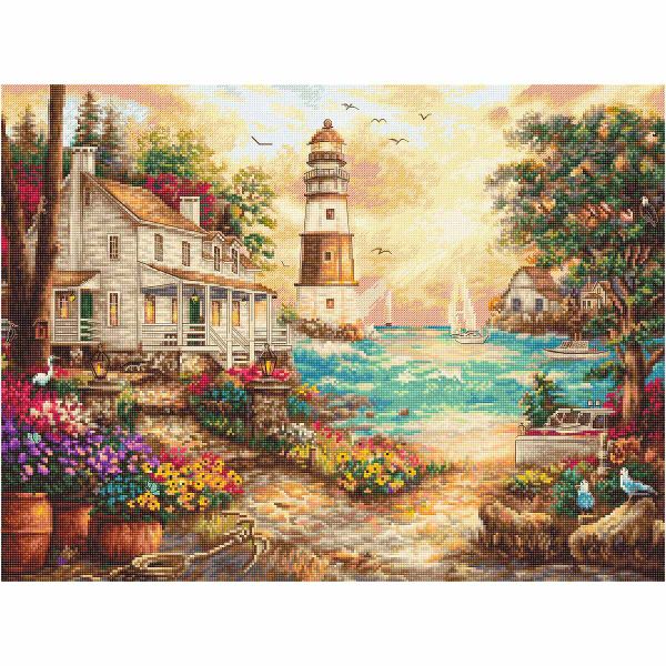 Набор для вышивания нитками LetiStitch, Коттедж у моря 42х32см