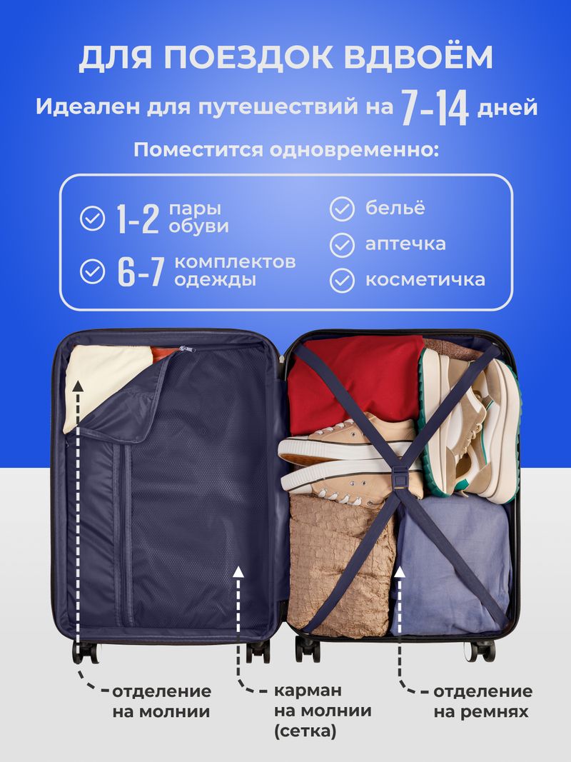 Чемодан M с кейсом в комплекте Белый