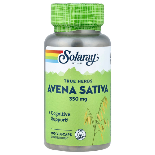 Solaray, True Herbs, овсянка (Avena sativa), 350 мг, 100 растительных капсул