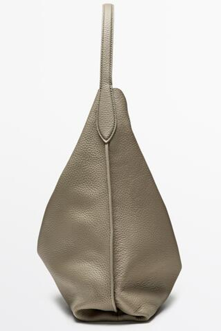 Massimo Dutti Мини-сумка через плечо из кожи наппа, серо-коричневый