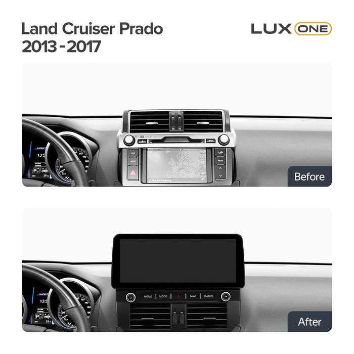 Магнитола для Toyota Land Cruiser Prado 150 2013-2017 - Teyes LUX ONE монитор 12.3" 2K QLED на Android 10, Быстрая, CarPlay, 4G SIM-слот