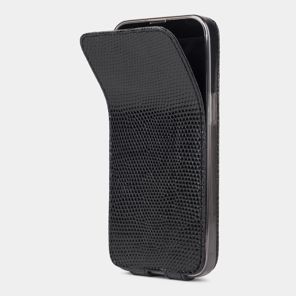 Чехол кожаный для iPhone 14 Pro черного цвета