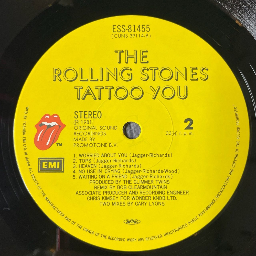 Винтажная виниловая пластинка LP The Rolling Stones Tattoo You (Japan 1981) (No Obi) Black Limousine