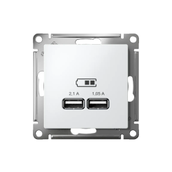 ATLASDESIGN USB РОЗЕТКА A+A, 5В/2,1А, 2х5В/1,05А, механизм, БЕЛЫЙ