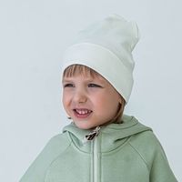 Шапка трикотажная двухслойная с отворотом "Молоко"