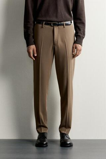 ZARA КОСТЮМНЫЕ БРЮКИ COMFORT, РЫЖЕВАТО-КОРИЧНЕВЫЙ