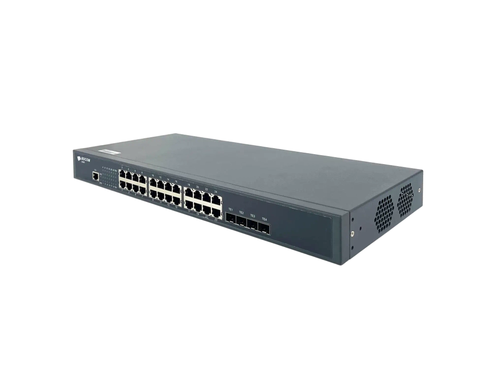 Управляемый коммутатор BDCOM S2900, 24 RJ45 1Гбит/с, 4 SFP+ 10Гбит/с, L3