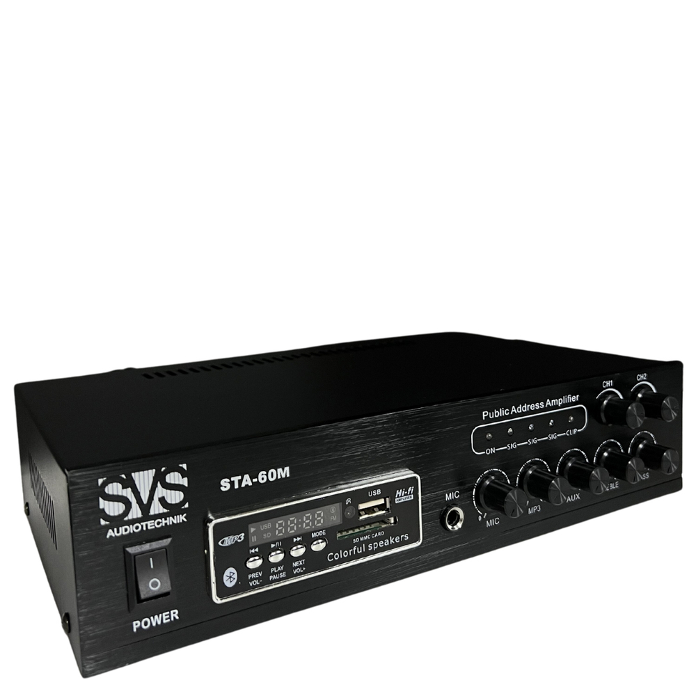 SVS Audiotechnik STA-60M Микшер-усилитель, питание 100 В (4, 8, 16 Ом), усилитель мощности 60 Вт, ча