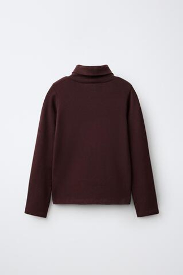 ZARA ФУТБОЛКА С МОДАЛОМ, ТЕМНО-БАКЛАЖАНОВЫЙ