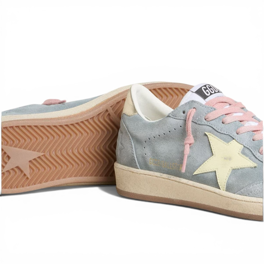 Women's Golden Goose Ball Star Powder-blue suede with Cream colored leather star