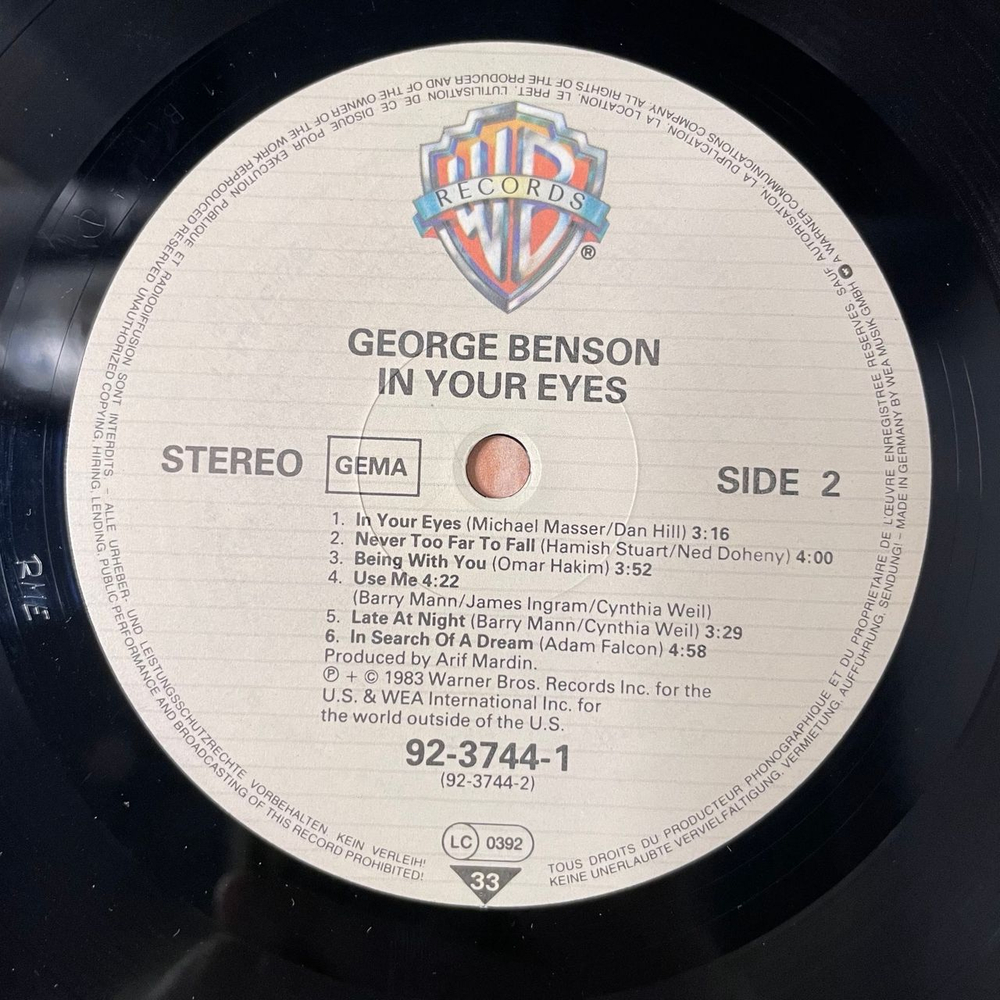 Винтажная виниловая пластинка LP George Benson In Your Eyes (Германия 1983)