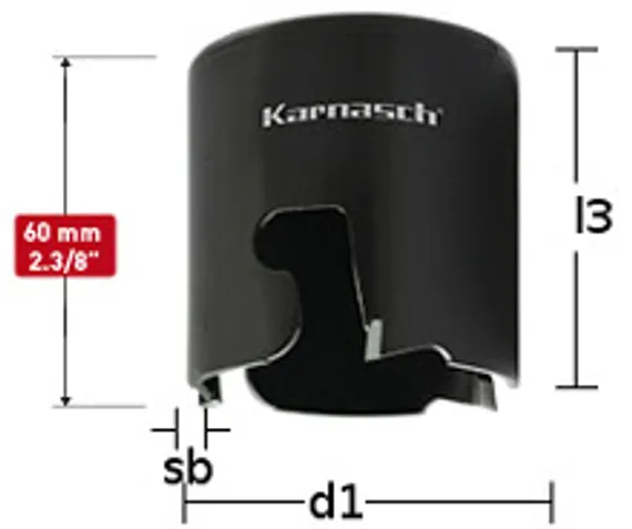Коронка с твердосплавными напайками Karnasch Power-Max 55 Ø19×60 мм, арт. 20.1150-019