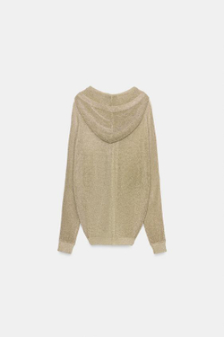 ZARA ХУДИ ИЗ ТРИКОТАЖА С МЕТАЛЛИЗИРОВАННОЙ НИТЬЮ, ЗОЛОТОЙ