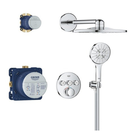 Набор для комплектации душа GROHE Grohtherm SmartControl: встраиваемый термостат, SmartBox, верхний душ, ручной душ, ограничитель расхода, хром