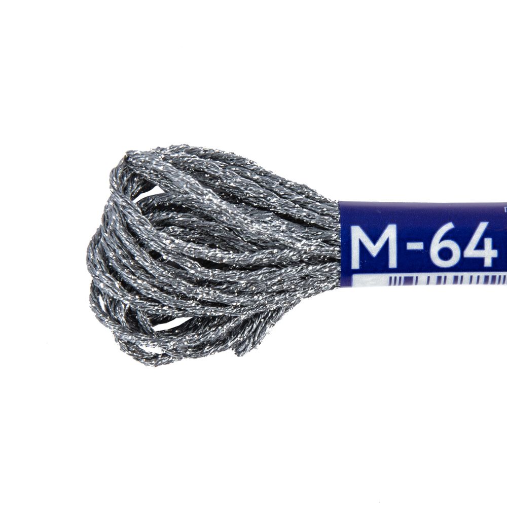 Мулине Gamma металлик NM 12 мотков по 6 метров, M-64 серый/серебристый, Gamma MOULINE