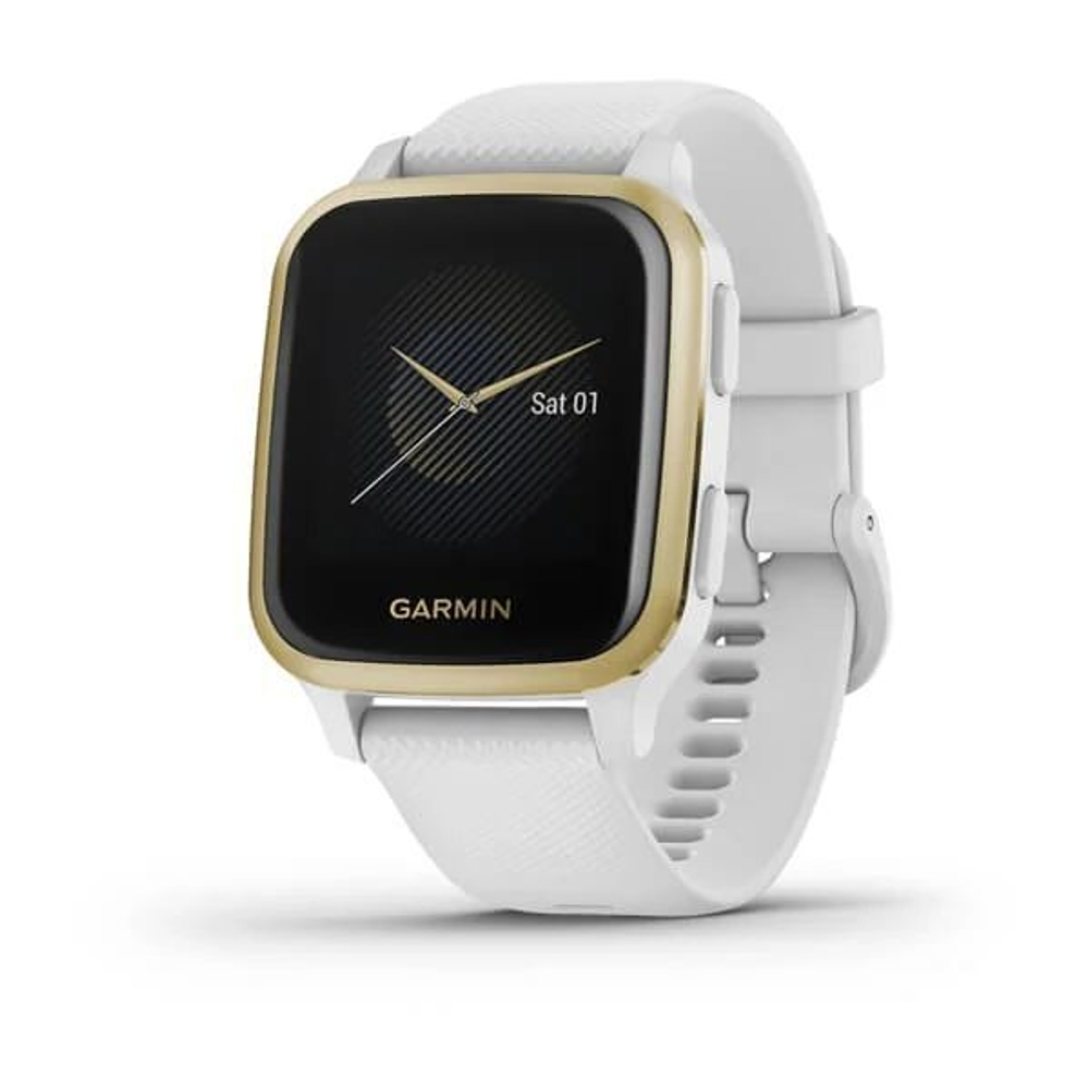Смарт- часы Garmin  Venu Sq белый с золотистым безелем, с силиконовым ремешком,  10-02427-11