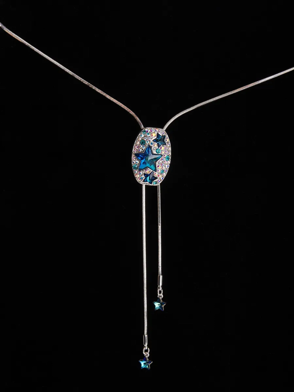 Колье-галстук Звездное небо с подвесками и кристаллами Swarovski