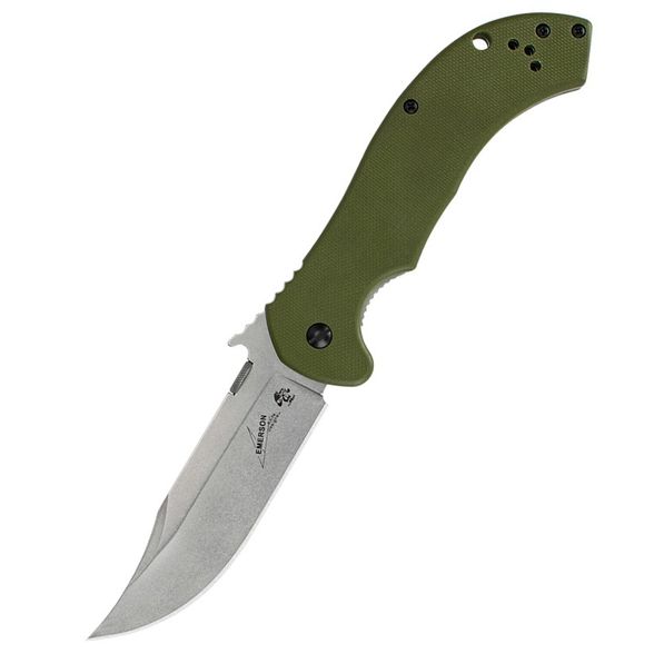 Цена наСкладной нож Emerson Design CQC-10K KERSHAW 6030, сталь лезвия 8Cr14MoV Stonewashed Bowie Blade, рукоять G-10/410 сталь, зелёный