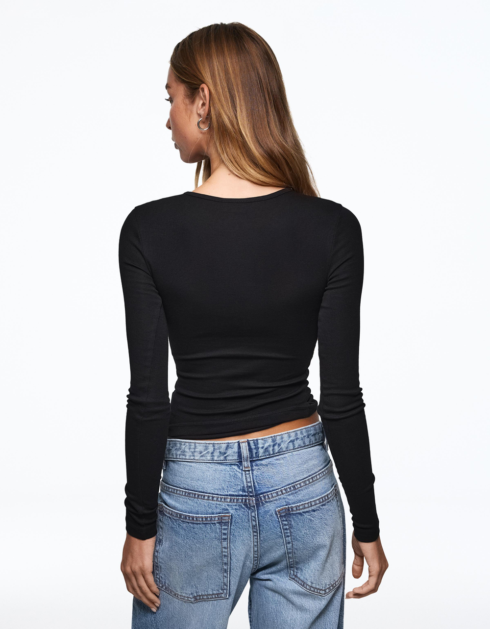 Женский лонгслив с круглым вырезом - BERSHKA