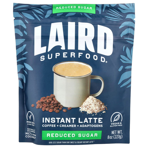 Laird Superfood, Растворимый латте, кофе + сливки + адаптогены, с пониженным содержанием сахара, 227 г (8 унций)