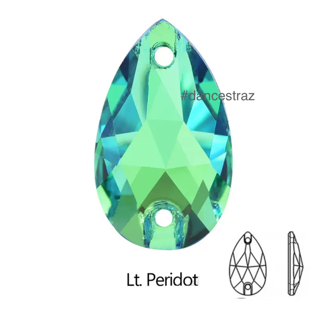 Стразы пришивные, Teardrop, Light Peridot, 214, 13x22mm (72 ea/pkg), 5A+, (F2)