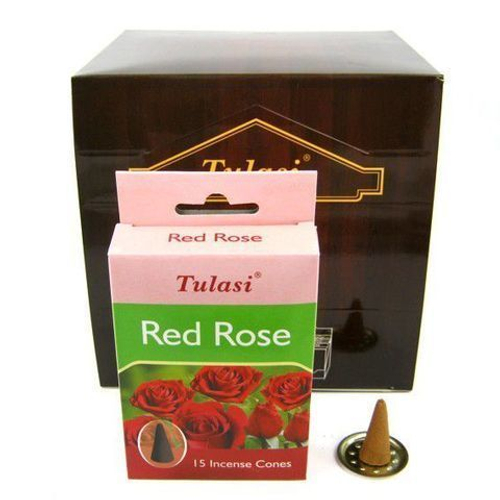Tulasi Red Rose Благовоние-конус Красная роза, 15 шт