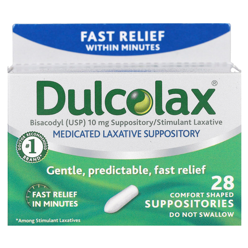 Dulcolax, лечебные слабительные свечи, 28 свечей в форме удобной формы